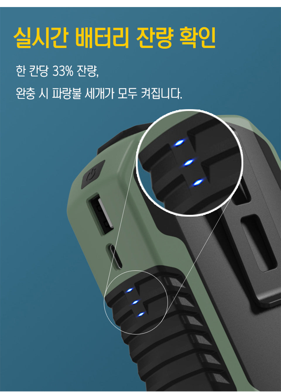 English Translation: Waist Cane Fan with Belt Clip & Neck Strap - Portable Power Bank 5000mAH USB Fan
